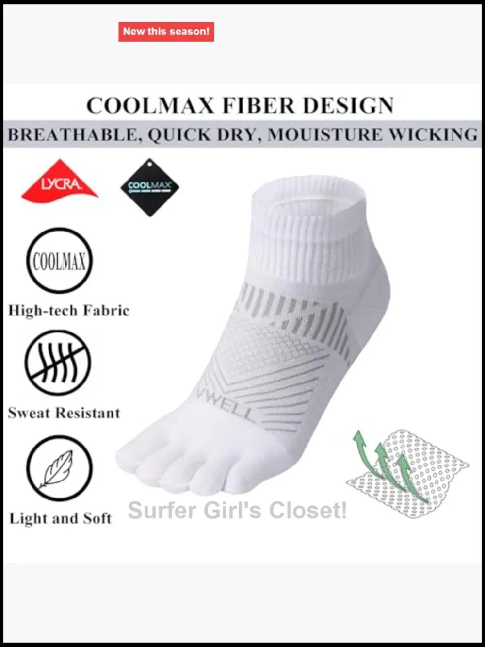 COOLMAX Five Finger Toe Socks Quarter Ankle Athletic Running Socks 3 Pairs